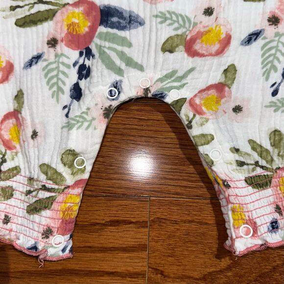 Mud Pie Baby Girls Floral Cotton Gauze One Piece Size 0-3M - Picture 8 of 15